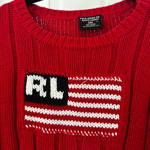 Polo by Ralph Lauren Red Sweater with Flag Detail - Picture 2 of 4